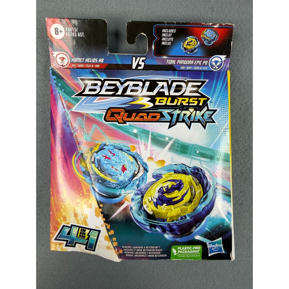 Hasbro Beyblade Burst QuadStrike Komet Helios H8 vs Tidal Pandora Epic P8 Blue